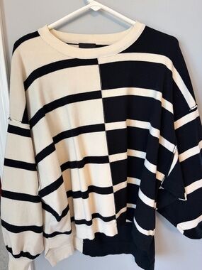 Black and Cream Striped Women's Sweater